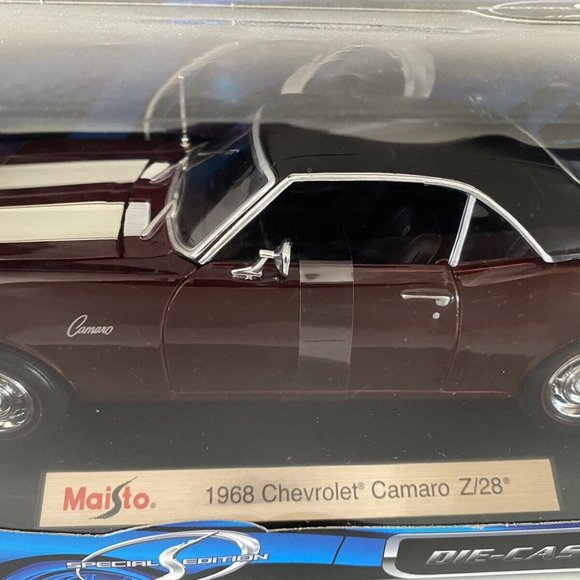 Maisto 1968 Chevrolet Camaro Z/28 Die-Cast 1:18 Scale-Burgundy/White Stripes-NIB - Picture 4 of 8